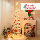 Árvore de Natal dobrável iluminada por LED1,8M Papai Noel bengala e outras decorações suspensas-N10