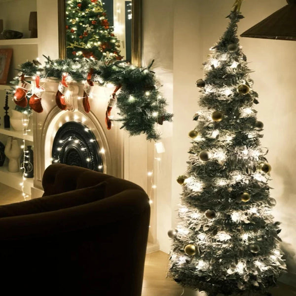 Árvore de Natal Retrátil Dobrável – Montagem Fácil, Decoração Premium