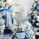 Árvore de Natal Azul e Branca com Veludo – Coberta de Neve, PVC DIY, Decoração Festiva