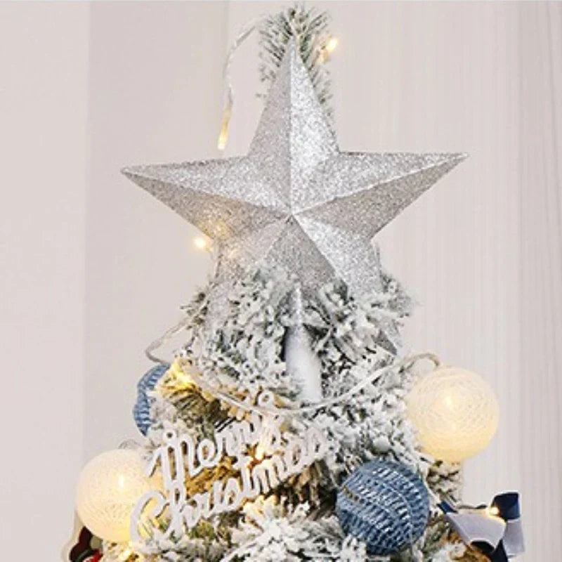 Árvore de Natal Azul e Branca com Veludo – Coberta de Neve, PVC DIY, Decoração Festiva