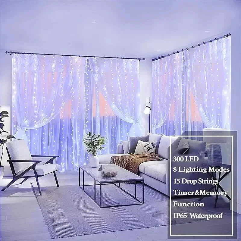 Cortina de Luzes LED Natalinas - Magia e Encanto em Sua Casa