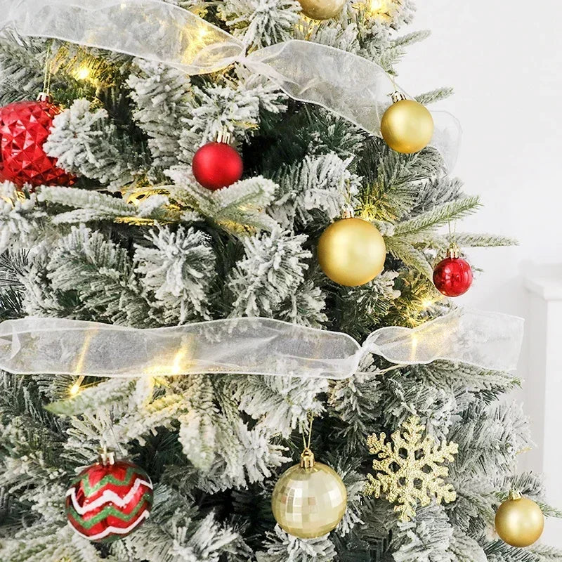 Para 90/120/150/180cm conjunto de decoração de árvore de natal branco ornamentos de árvores de natal neve festa de ano novo feriado ao ar livre casa