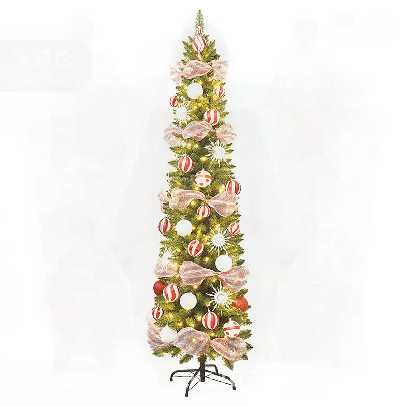 Árvore de Natal Artificial Dobrável – Design Lápis Luminoso com PVC para Decoração Festiva