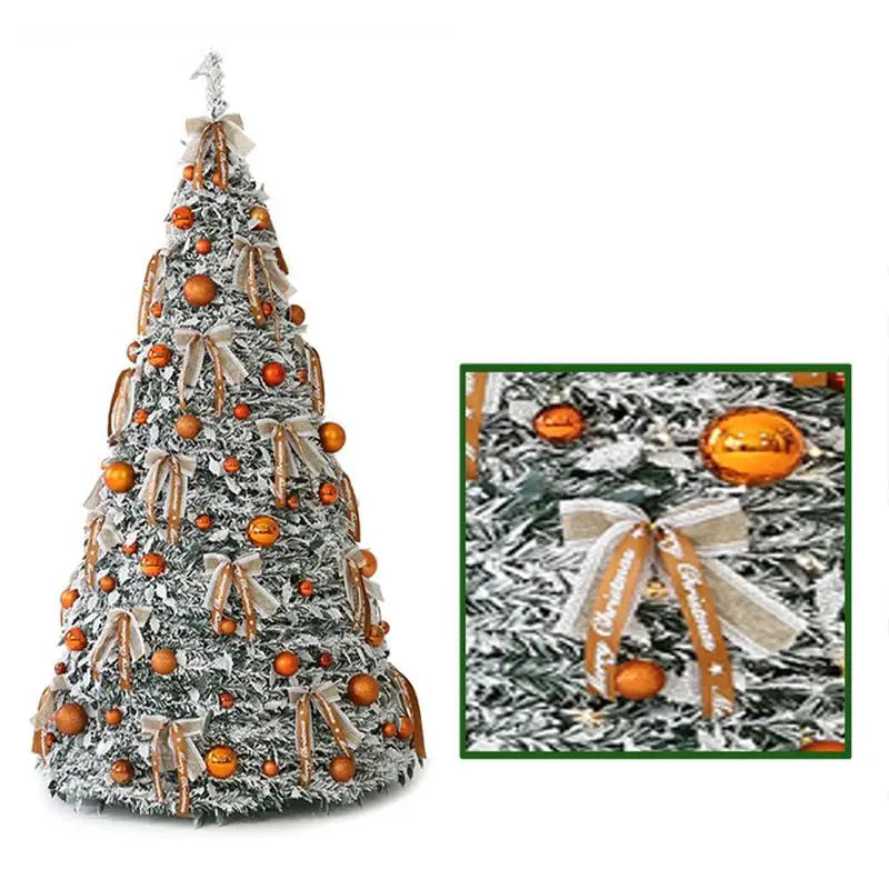 Para nova árvore de natal dobrável retrátil fácil de montar com arcos e bolas decoração do feriado de natal