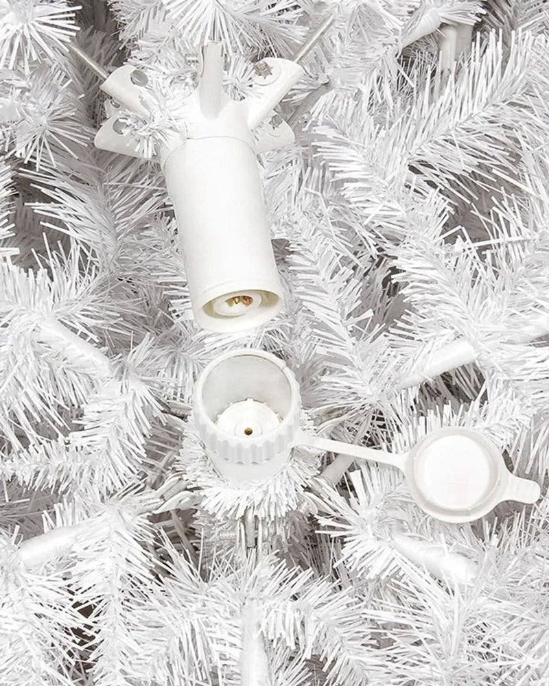 Árvore de Natal Branca Classic com Galhos Articulados, Suporte Metálico e Micro LEDs Embutidos